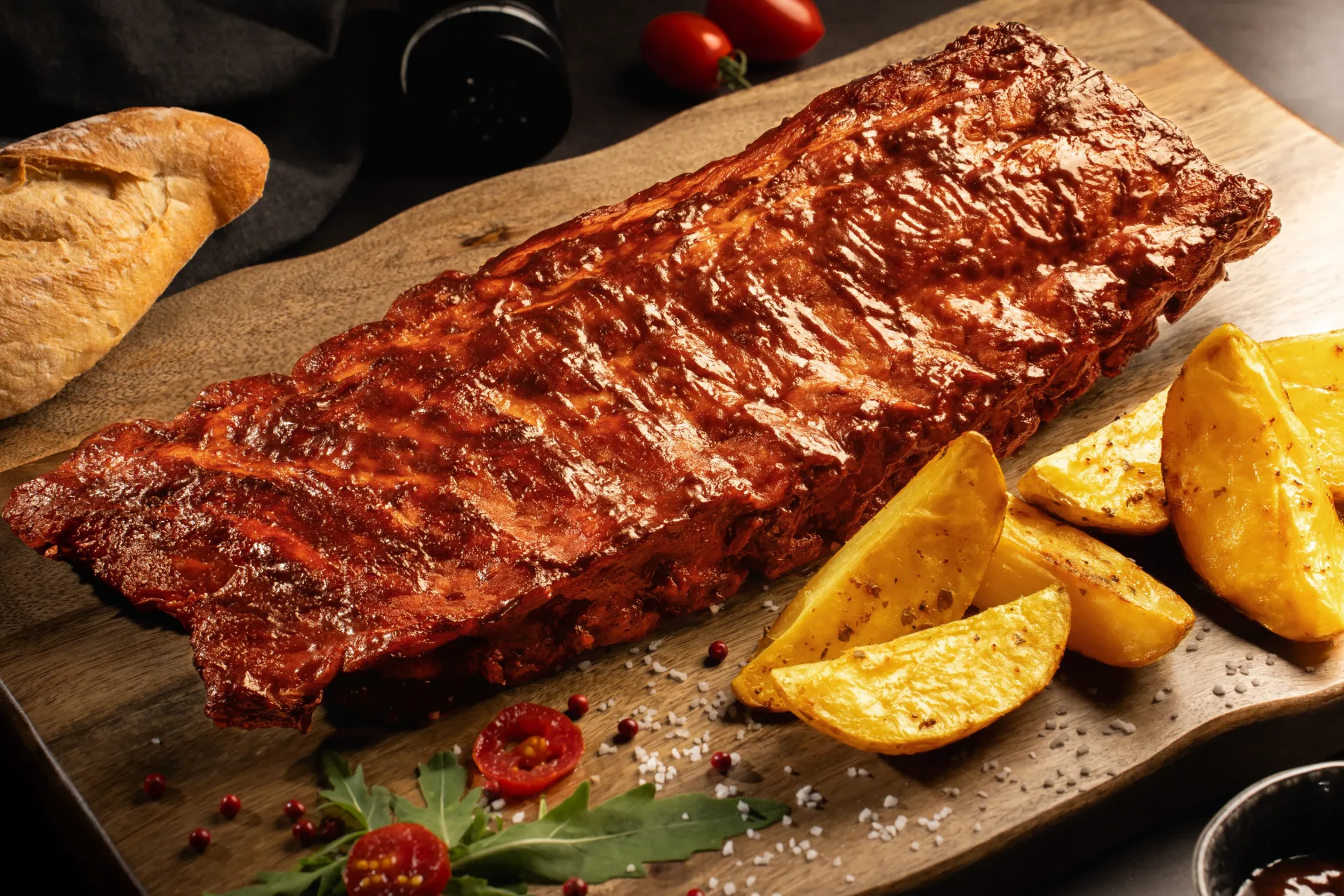 Menú costilla barbacoa asada