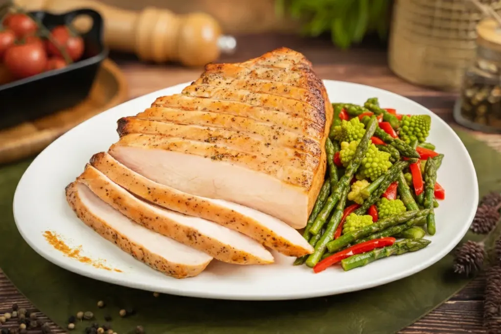 Menú de pechuga de pavo a la pimienta